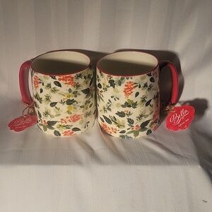 New 10SS Artisan Collection Floral Ceramic Mugs